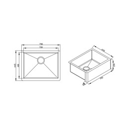 Quadratino Farm Sink Steel 700 - Debacco